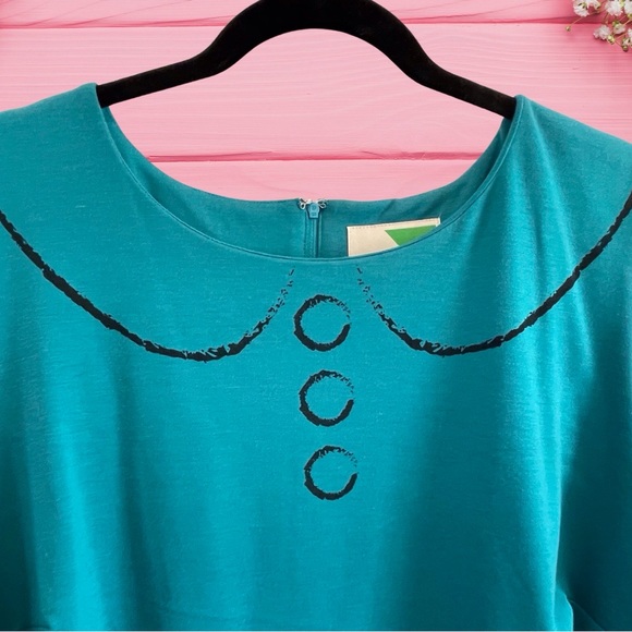 MODCLOTH Little Turquoise Blue Whimsical Faux Drawn with Crayon Dress size 2x - Picture 6 of 6